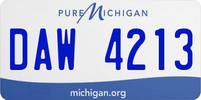 MI license plate DAW4213