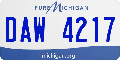 MI license plate DAW4217
