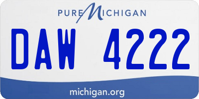 MI license plate DAW4222
