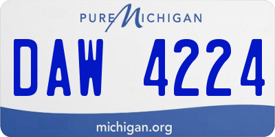MI license plate DAW4224
