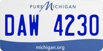 MI license plate DAW4230