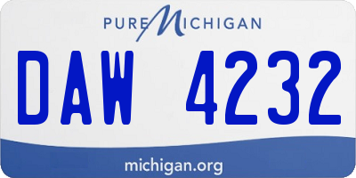 MI license plate DAW4232