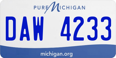 MI license plate DAW4233