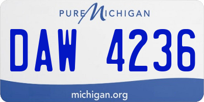 MI license plate DAW4236