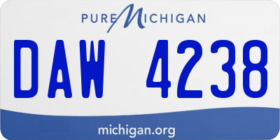 MI license plate DAW4238
