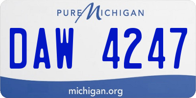 MI license plate DAW4247