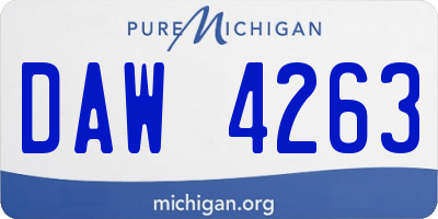 MI license plate DAW4263