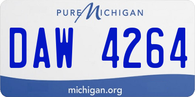 MI license plate DAW4264