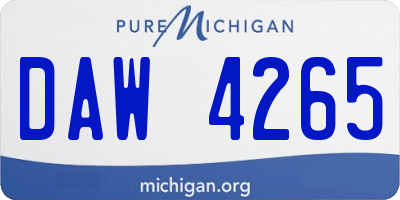 MI license plate DAW4265