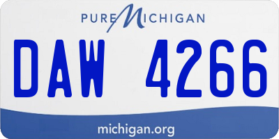 MI license plate DAW4266