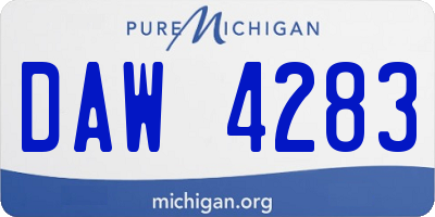 MI license plate DAW4283