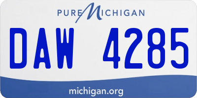 MI license plate DAW4285