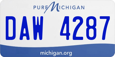 MI license plate DAW4287