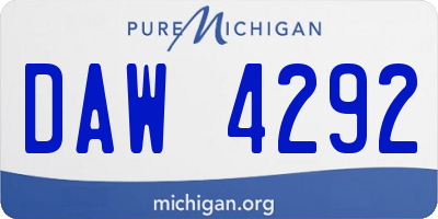 MI license plate DAW4292