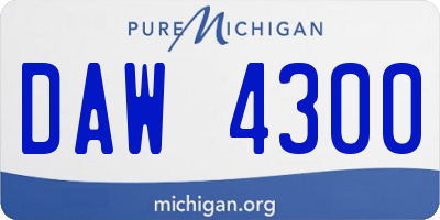 MI license plate DAW4300