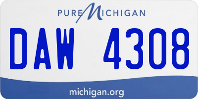 MI license plate DAW4308