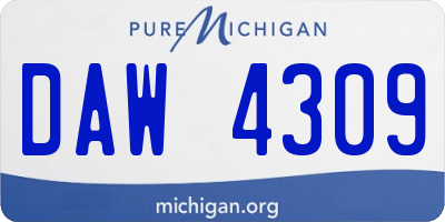 MI license plate DAW4309