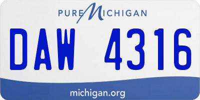 MI license plate DAW4316