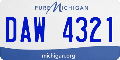 MI license plate DAW4321