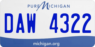 MI license plate DAW4322