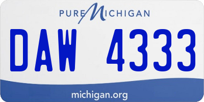 MI license plate DAW4333