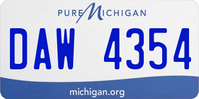 MI license plate DAW4354
