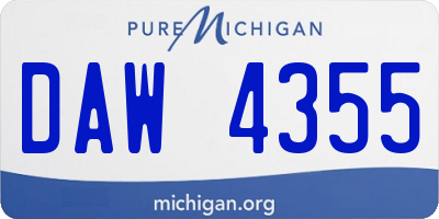 MI license plate DAW4355