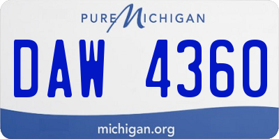 MI license plate DAW4360