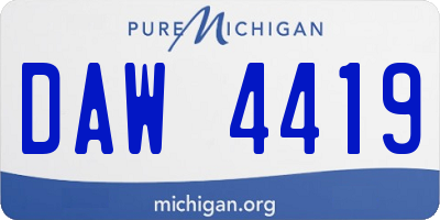 MI license plate DAW4419