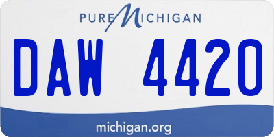 MI license plate DAW4420