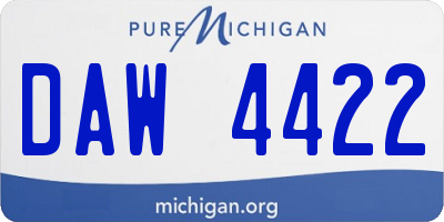 MI license plate DAW4422