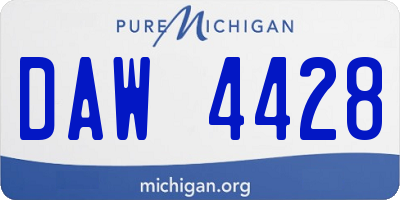 MI license plate DAW4428