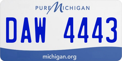 MI license plate DAW4443