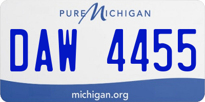 MI license plate DAW4455