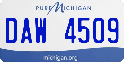 MI license plate DAW4509
