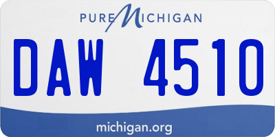 MI license plate DAW4510