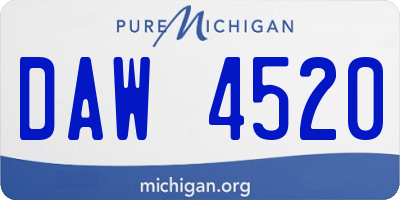 MI license plate DAW4520