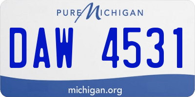 MI license plate DAW4531