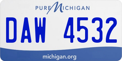 MI license plate DAW4532