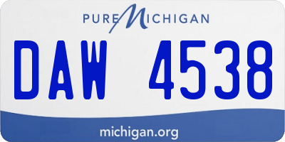 MI license plate DAW4538