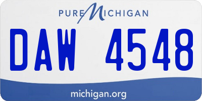 MI license plate DAW4548