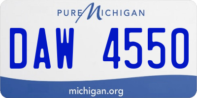 MI license plate DAW4550