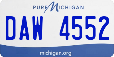 MI license plate DAW4552