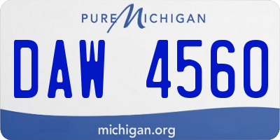 MI license plate DAW4560