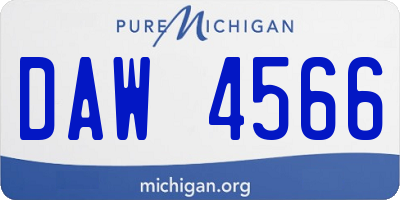 MI license plate DAW4566