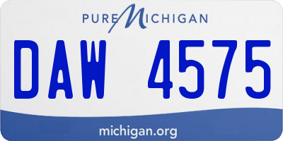 MI license plate DAW4575