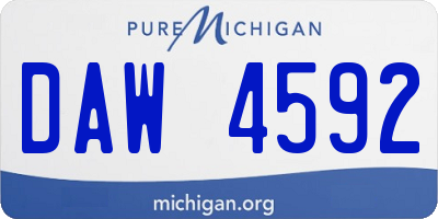 MI license plate DAW4592