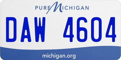 MI license plate DAW4604