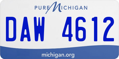 MI license plate DAW4612