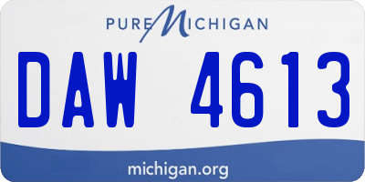 MI license plate DAW4613